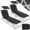 TecTake® Set de 2 Chaise Longue Pliante Bain de Soleil Jardin Exterieur avec Pare Soleil Chaise Longue inclinable Transat de Plage Relax Camping Salon de Jardin Exterieur - Noir