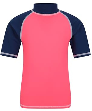 Mountain Warehouse Rashguard für Kinder - Kurzarm-Schwimmshirt, Jungen und Mädchen mit LSF 50+ UV-Schutz - Frühling, Sommer Intensiv Pink (Schlicht) Kinder 164 EU (13 Jahre)