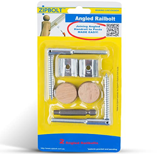 Zipbolt 11.560 Angled Rail Bolt, 1 Double Pack with Wood Plugs