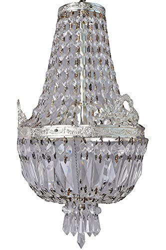 Antik Deckenlampe Lüster Shabby Chic Kristallleuchte ohne Leuchtmittel Kronleuchter 46x24 cm kkc010 Palazzo Exklusiv