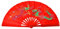 Medifier Chinese Kung Fu Tai Chi Fan Arts Dance/Practice Performance Bamboo Folding Fan Dragon And Phoenix red background