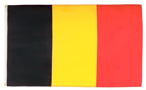 AZ FLAG - Flagge Belgien - 90x60 cm - Belgische Fahne 100% Polyester mit Messing-Ösen - 50g