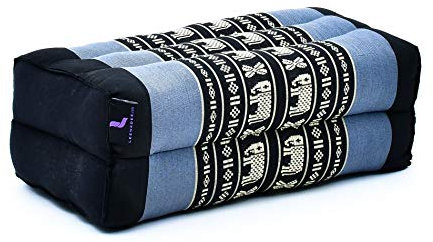 Leewadee Meditationskissen Yogakissen Yoga Block Yoga Zubehör Yoga Klotz Yoga Kissen Ökologisches Naturprodukt Thaikissen Nackenkissen, Kapok, 35 x 18 x 12 cm, Blau
