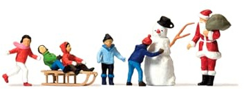 Preiser 10626 Father Christmas with Children & Snowman