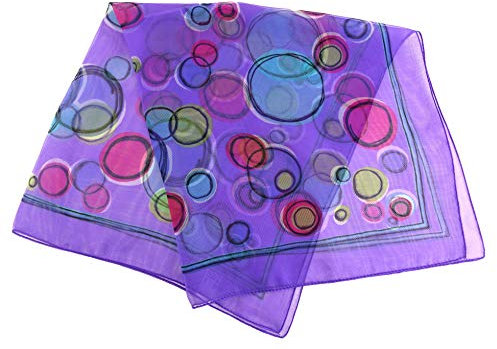 Nickituch Chiffon flieder lila türkis grün magenta Kreismuster - Gr. 50 x 50 cm