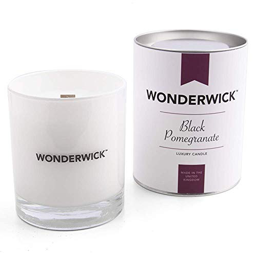 Wonderwick Blanc Glass Candle - Black Pomegranate Scented, Up to 45 Hours Burn Time