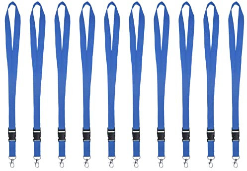 Karteo Schlüsselband mit Karabinerhaken und Schnalle hellblau [10 Stück] unbedruckt zum Umhängen für Ausweise Autoschlüssel Zugangskarten