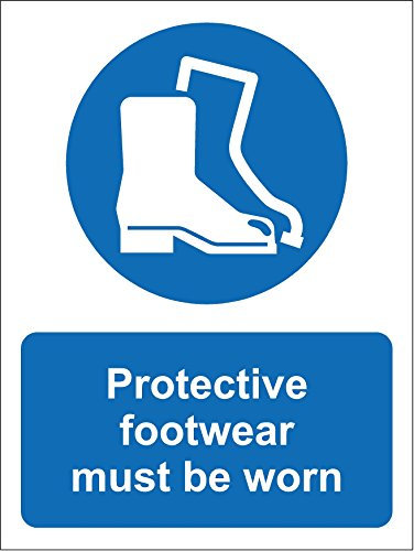 Protective footwear must be worn safety sign - 1.2mm rigid plastic 400mm x 300mm
