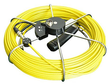 GOWE 40m Fiberglass Push Rod Cable Reel Drum with Meter Counter for Pipeline Inspection System Sensor Size:1/4; Horizontal Resolution:420TVL; Signal System:PAL