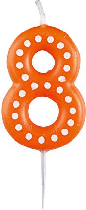 Amscan 9900918 - Zahlenkerze 8 Geburtstagsparty, Höhe 6,5 cm, Kuchendekoration