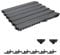 6m Entwässerungsrinne Terrassenrinne Stegrost Kunststoff komplett SET, System A15 70mm, Schwarz Decor, NEUHEIT Rinne mit integrierter Dichtung Klick System