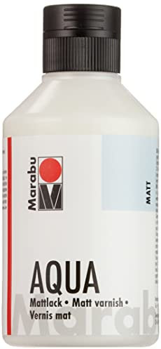 Marabu 11360013000 - Farbloser aqua Mattlack, transparent 250 ml Flasche, matter Acryl-Lack auf Wasserbasis, für Hobby und Freizeit, zum Lackieren vieler Bastelarbeiten und Materialien