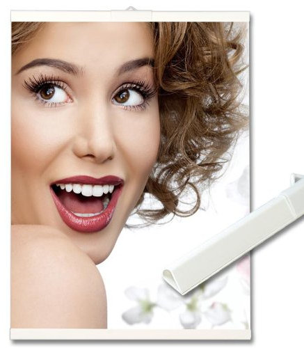 Porte-Affiches 70 cm Suspendus et autoportante pour Murs et vitrines, Couleur Blanc
