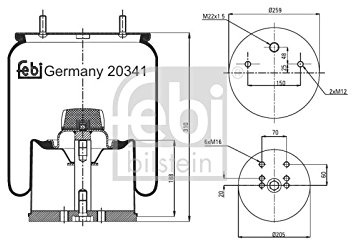 febi bilstein 20341 Luftfederbalg mit Kunststoffkolben, 1 Stück