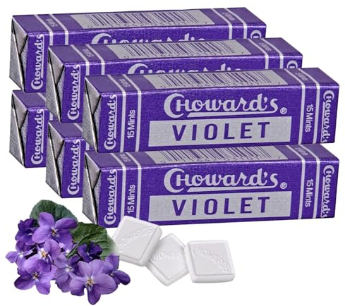 Choward's Violet Mints Candy | Bold Aromatic Flavor | Perfect for Snacks in Lunchboxes, Travel, Sharing, and Gifting | Nostalgic Vintage Candy | 6 Pack (15 Mints Per Package)