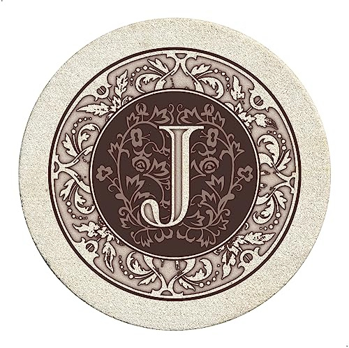 Thirstystone Drink Coaster Set, Monogrammed Letter J
