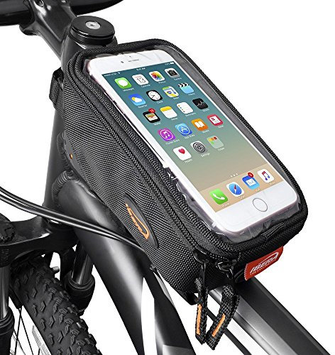 Ibera Fahrrad-Lenkertasche, Fahrradtasche, Oberrohrtasche, Rahmen Wasserdicht , Handytasche für 6 Bildschirm , Schnell Montierbar und Abnehmbar Leicht Getragen Werden Top Tube Bag for 6 Cell Phone Screens