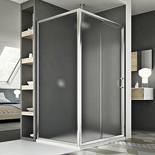 Idralite Replay Duo 1 Tür Duschkabine 130x80 cm H185 Strukturglas