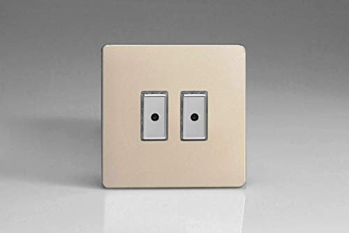 Varilight Eclique 2 2-Gang 1-Way Remote/Tactile Touch Control Master LED Dimmer Light Switch 2 x 0-100W (Max 10 LEDs) Satin Chrome JDNE102S