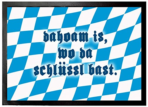 1art1 Bayern Dahoam is Wo Da Schlüssl Bast Fußmatte Dekomatte Innenbereich | Design Türmatte 70x50 cm