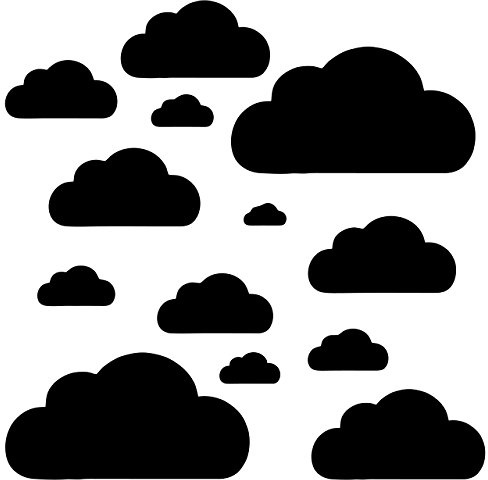 13 Wolken Set - Wolke Wandtattoo Wandaufkleber Sticker Aufkleber Wölkchen Himmel (Schwarz)