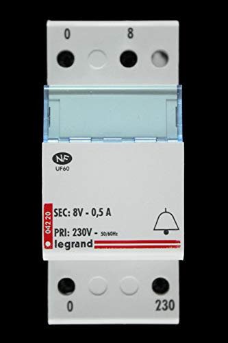 Legrand 8V 0.5A DOOR BELL TRANSFORMER DIN RAIL 230V 04220