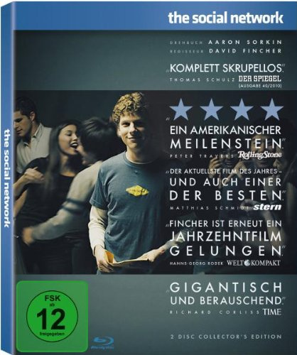 The Social Network,2 Blu-rays (Collector's Edition): Ausgezeichnet mit 4 Golden Globes 2011 für den Besten Film, Beste Regie, Bestes Drehbuch u. beste ... adaptierte Drehbuch und Beste Filmmusik.USA
