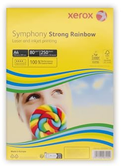 Xerox Symphony Strong – Farbiges Kopierpapier A4, 80g/m², Mix Intensive Farben, Holzfrei ECF, 250 Blatt