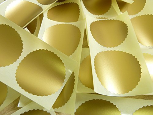 Klebeetiketten, rund mit gewelltem Rand selbstklebend, glänzend, 50°mm Durchmesser, matt, Goldfarben