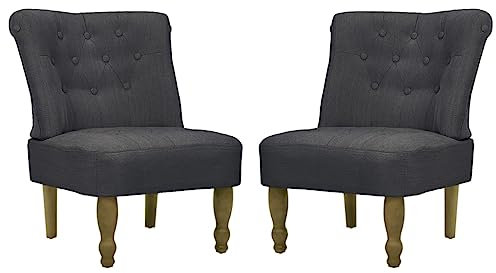 vidaXL Paar französischer Sessel, grau gefasstenerbreiter Sessel im französischen Stil