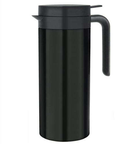 Elia Cylinder Vacuum Jug JFS Black 1ltr | 5 Cup Thermal Jug, Stainless Steel Vacuum Jug, Thermal Flask