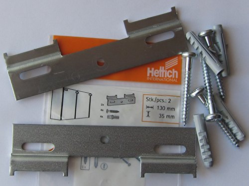 Hettich Schrankaufhängeschiene, 130 x 35 x 6,5 mm, Stahl verzinkt, 2 Stück, 62313