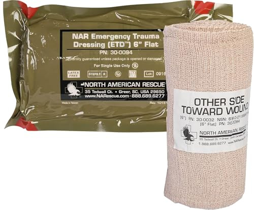 North American Rescue Flat Emergency Trauma Dressing ETD (6 Inch) NAR Folded Sterile Elastic Bandage Wrap for Wounds, Pressure, Bleeding Control (30-0094)