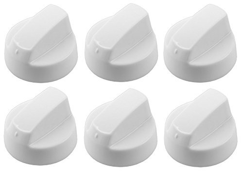 SPARES2GO weiß Einstellknopf für Amica Backofen & Herd (Reduzierstück oder 8 + Adapter) Pack Quantity: 6