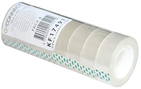 Q-Connect KF17491 Transparentes Klebefilm Klebeband / 8 Rollen / 18 mm x 30 m/für Schule, Heim und Büro