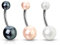 Paula & Fritz® Bauch-nabelpiercing Bananabell Bauch-Piercing Synthetische Perlen matt Weiß Pink Schwarz Edelstahl Chirurgenstahl 316L NSQ-1479_Set_EV