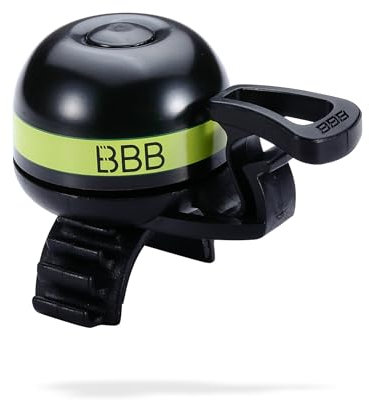 BBB CyclingEasyFitDeluxe Fahrradklinge|Laute Glockefür Mountainbike und Rennrad|Einsetzbar mit Schnellverschluss-System für alle Fahrradlenker, schwarz/gelb