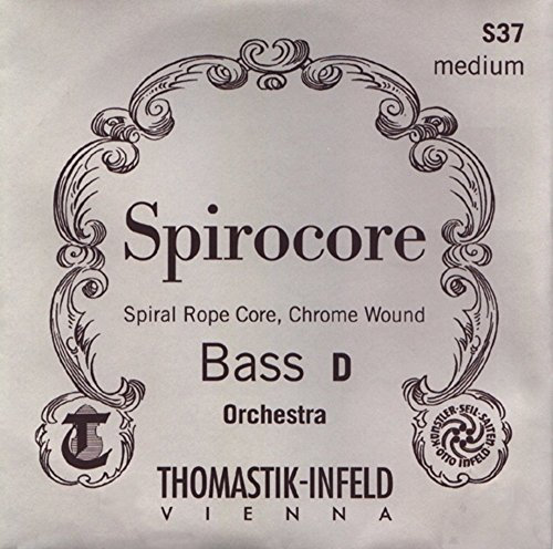 Thomastik Einzelsaite für Kontrabass 1/2 Spirocore - D-Saite Spiralkern, Chrom umsponnen, Orchesterstimmung, mittel