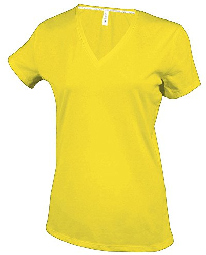 Kariban Womens/Ladies Feminine Fit Short Sleeve V Neck T-Shirt (2XL) (Yellow)