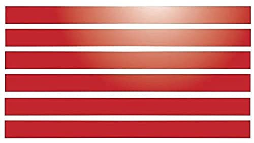 6 Tiras Adhesivas Reflectantes para señalización 28 x 2 cm, Color Rojo Reflectante