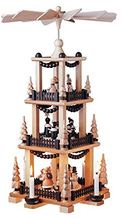 Rudolphs Schatzkiste Pyramide mit Weihnachtsfiguren 2 stöckig Natur Höhe=59cm NEU Weihnachtspyramide Tischdekoration Holzpyramide Tischpyramide Dekoration Weihnachten Wärmespiel Lichter Figur Holz