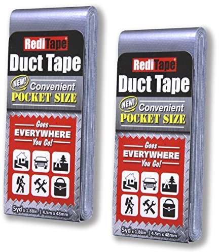 RediTape Tasche Duct Tape 2er Pack | 4,8 cm X 5 Meter pro Flat Pack 1.88 wide x 5 yards long x 0.55 thick Twin Silver