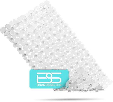 BRANDSSELLER-Alfombra de Baño Antideslizante en Efecto Piedra con Ventusa Gris Transparente 70x35cm