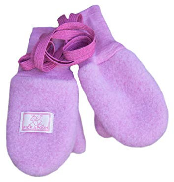 PICKAPOOH Fäustlinge, 100 % Merinowolle, für Babys und Kinder, Fleece-Handschuhe, Armwärmer für den Winter Gr. XS, rose