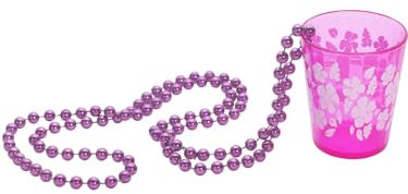 Smiffys Verre à liqueur sur collier de perles, rose sexy