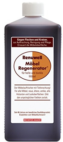 Renuwell Möbel-Regenerator, 1 Liter – Intensive Pflege und Regeneration für Holzmöbel und Oberflächen, entfernt Wasserflecken, Kratzer & Hitze-Ringe, Schweizer Qualitätsprodukt