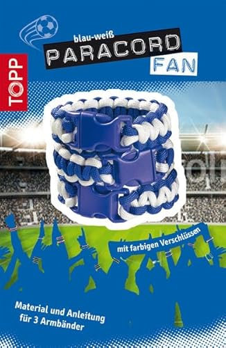 Paracord Fan Set blau-weiß: Paracord (Blau/ Weiß), Verschlüsse und Anleitung für 3 Armbänder
