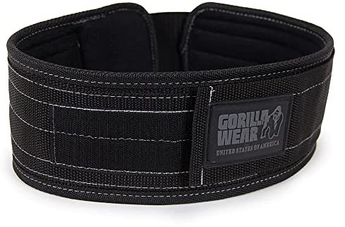 Gorilla Wear 4 Inch Nylon Belt - schwarz - Bodybuilding und Fitness Gürtel für Damen und Herren, M-L