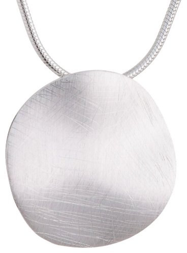 Vinani Damenkette mit Anhänger - Kreis - gewellt und gebürstet - mit Schlangenkette aus Italien - 925 Sterling Silber - AGW-S45