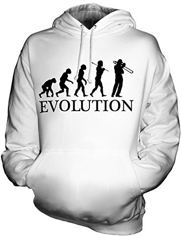 Candymix Posaune Evolution des Menschen Unisex Herren Damen Kapuzenpullover, Größe Medium, Farbe Weiß